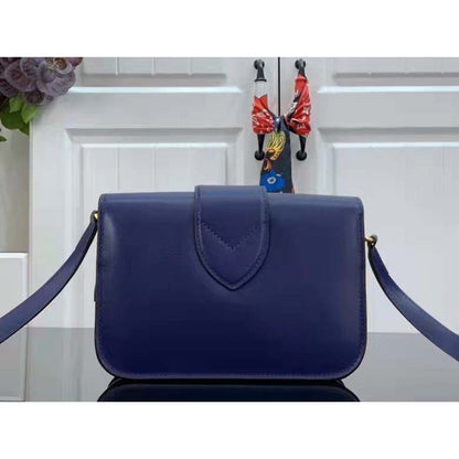 Louis Vuitton LV Women Pont 9 Soft MM Handbag Blue Grained Calfskin