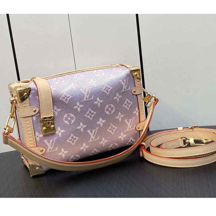 Louis Vuitton LV Women Side Trunk Rose Monogram Coated Canvas Cowhide Leather