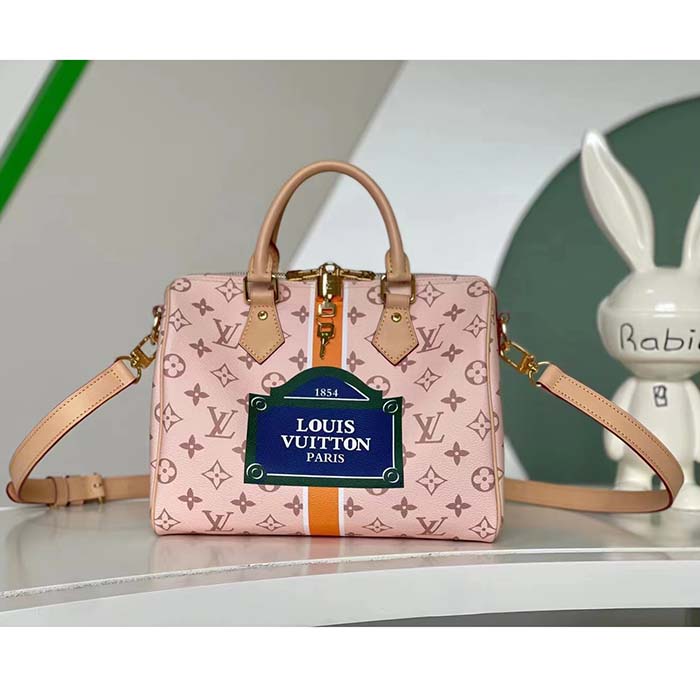 Louis Vuitton LV Women Speedy Bandoulière 25 Handbag Beige Ocher Monopaname Coated Canvas