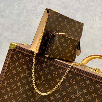 Louis Vuitton LV Women Toiletry Pouch On Chain Monogram Coated Canvas Cowhide