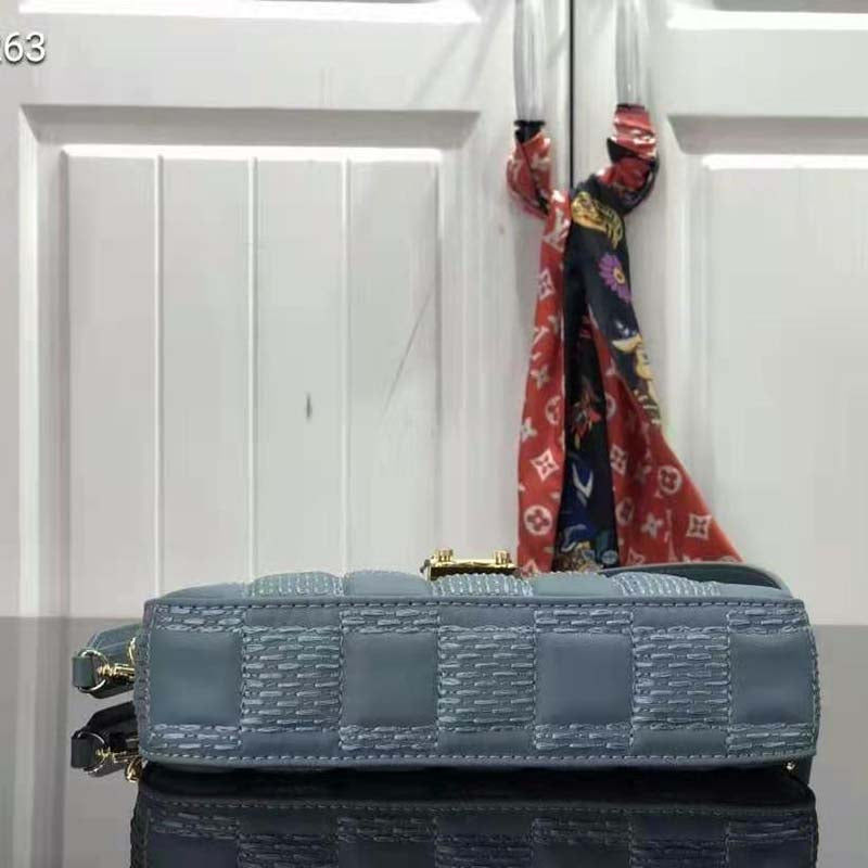Louis Vuitton LV Women Troca PM Glacier Blue Damier Quilt Lambskin Calfskin