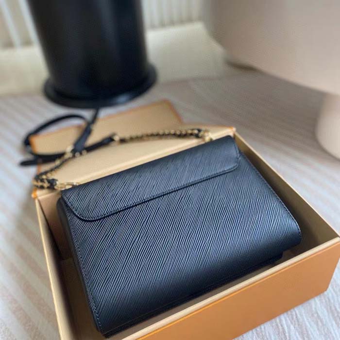 Louis Vuitton LV Women Twist MM Black Epi Grained Cowhide Leather Smooth-Cowhide Trim