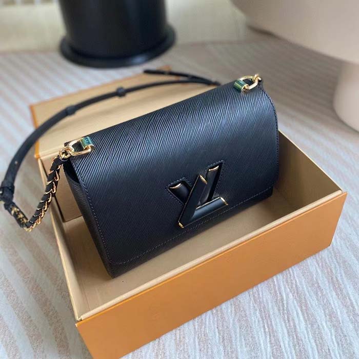 Louis Vuitton LV Women Twist MM Black Epi Grained Cowhide Leather Smooth-Cowhide Trim