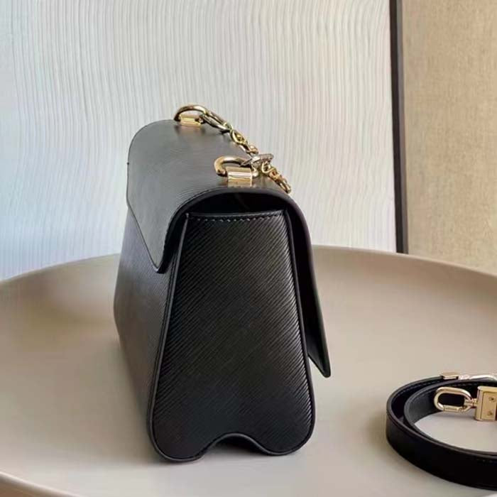 Louis Vuitton LV Women Twist MM Black Epi Grained Leather Cowhide Lock