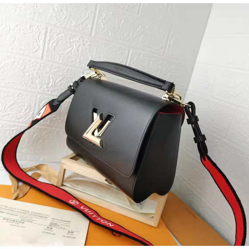 Louis Vuitton LV Women Twist MM Handbg Black Epi Grained Cowhide Leather