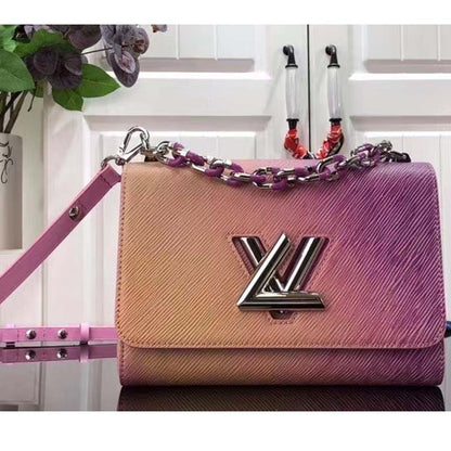 Louis Vuitton LV Women Twist MM Handbag Pink Epi Grained Cowhide Leather