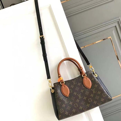 Louis Vuitton LV Women Vendôme MM Black Cowhide Leather Monogram Coated Canvas