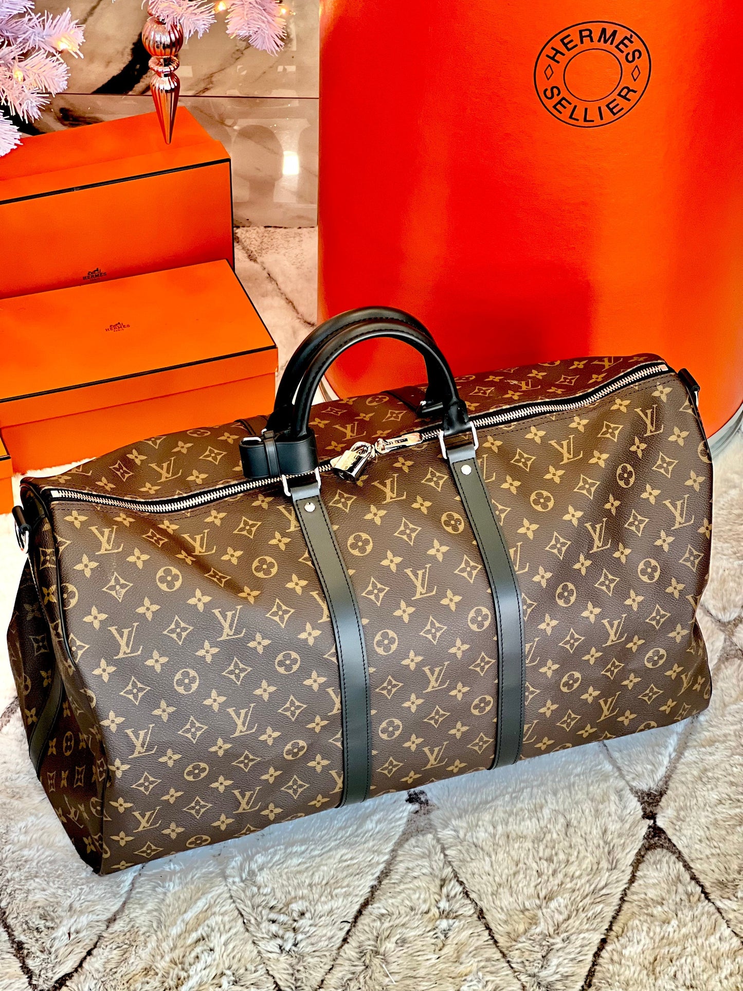 LOUIS VUITTON MONOGRAM MACASSAR KEEPALL BANDOULLIERE 55