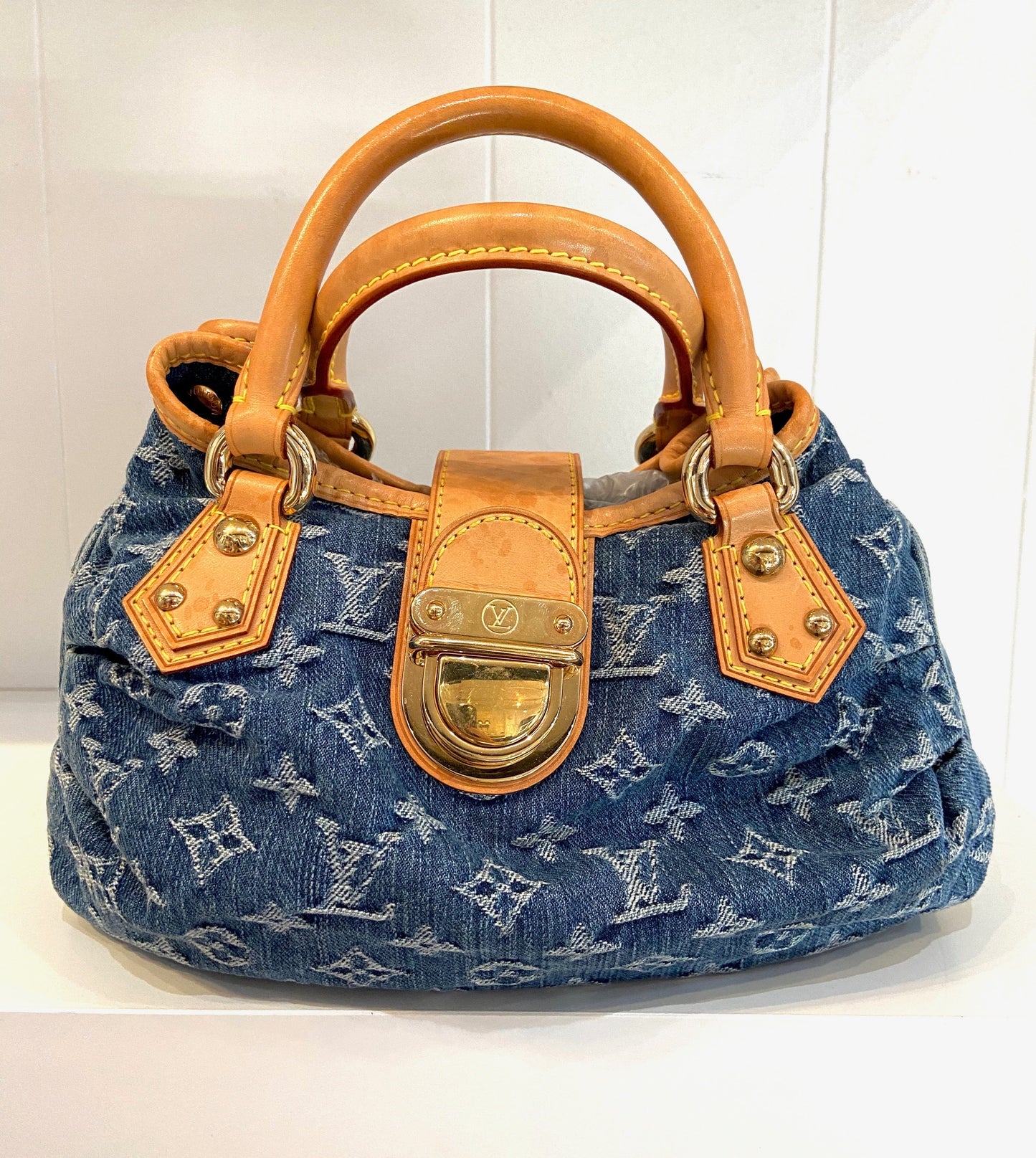 LOUIS VUITTON PLEATY MONOGRAM BLUE DENIM HANDBAG