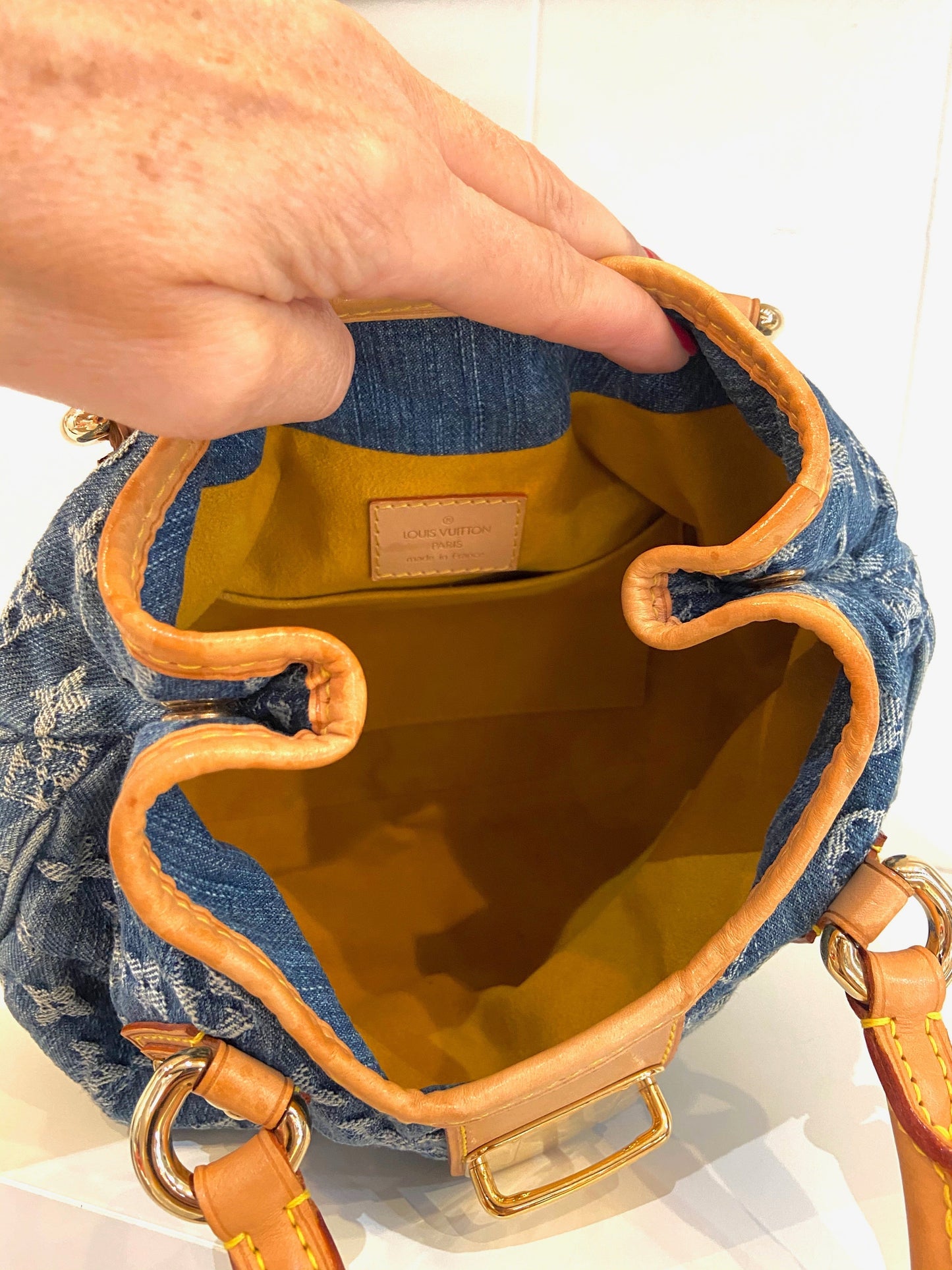 LOUIS VUITTON PLEATY MONOGRAM BLUE DENIM HANDBAG