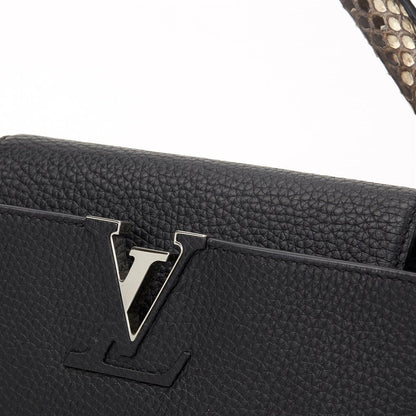 LOUIS VUITTON TAURILLON LEATHER & PYTHON SKIN CAPUCINES MM