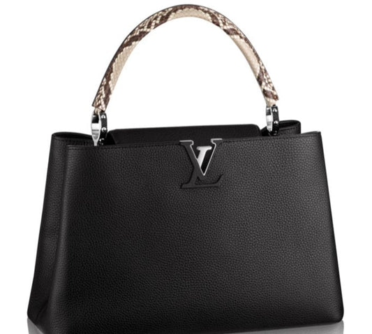 LOUIS VUITTON TAURILLON LEATHER & PYTHON SKIN CAPUCINES MM