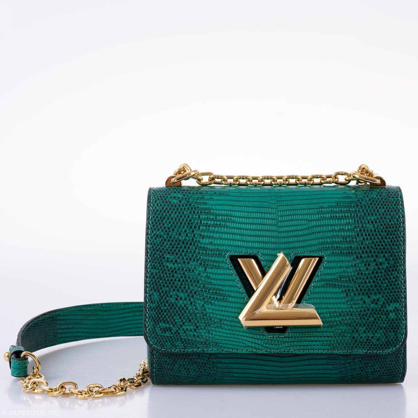 Louis Vuitton Twist PM Vert Emerald Ombre Lizard Gold Hardware