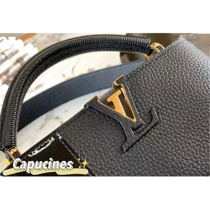 Louis Vuitton Women Capucines BB Handbag Noir Taurillon Calfskin Karung Leather