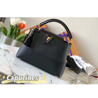 Louis Vuitton Women Capucines BB Handbag Noir Taurillon Calfskin Karung Leather