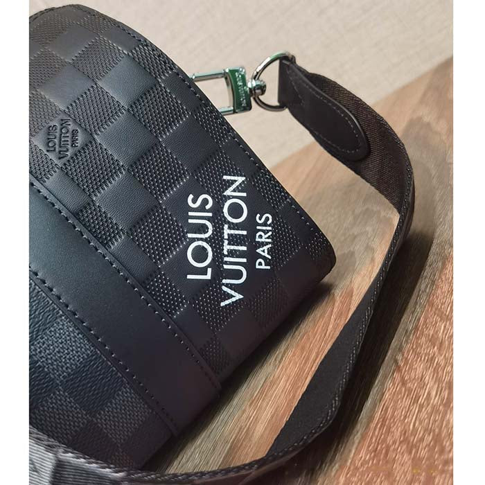 Louis Vuitton Unisex City Keepall Bag Black Graphite Damier Infini Cowhide Leather Damier Coated Canvas