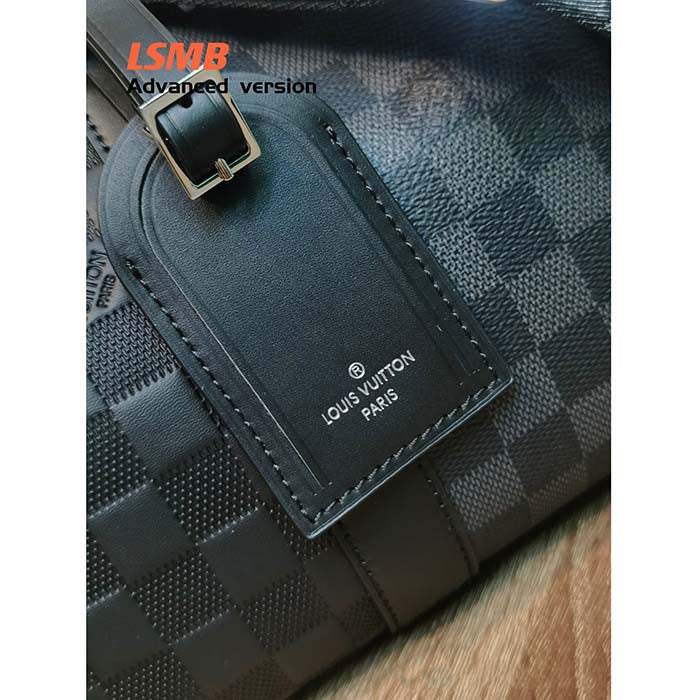 Louis Vuitton Unisex City Keepall Bag Black Graphite Damier Infini Cowhide Leather Damier Coated Canvas