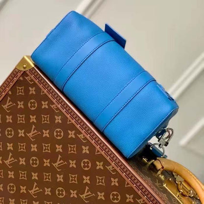 Louis Vuitton Unisex City Keepall Bag Bright Blue Cowhide Leather