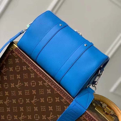 Louis Vuitton Unisex City Keepall Bag Bright Blue Cowhide Leather