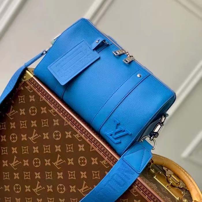 Louis Vuitton Unisex City Keepall Bag Bright Blue Cowhide Leather