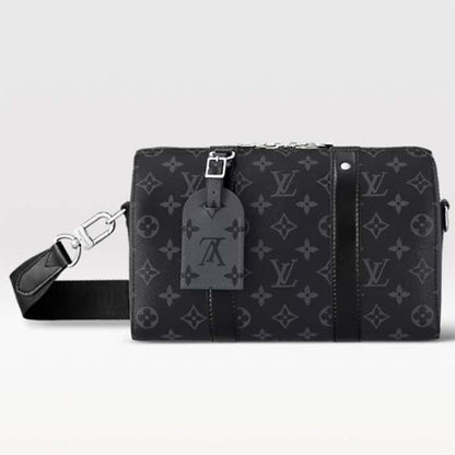 Louis Vuitton Unisex City Keepall Bag Monogram Eclipse Reverse Coated Canvas Cowhide Leather