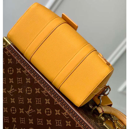 Louis Vuitton Unisex City Keepall Bag Saffron Yellow LV Aerogram Cowhide Leather