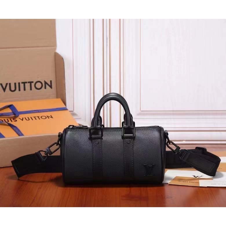 Louis Vuitton Unisex Keepall XS Black Aerogram Cowhide Leather Double Zipped Closure