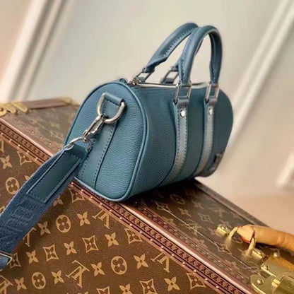 Louis Vuitton Unisex Keepall XS Travel Bag Blue Aerogram Cowhide Leather