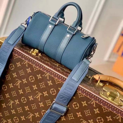 Louis Vuitton Unisex Keepall XS Travel Bag Blue Aerogram Cowhide Leather