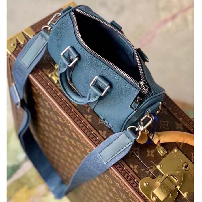 Louis Vuitton Unisex Keepall XS Travel Bag Blue Aerogram Cowhide Leather