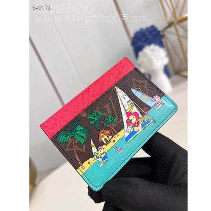 Louis Vuitton Unisex LV Card Holder Dragon Fruit Pink Monogram Coated Canvas