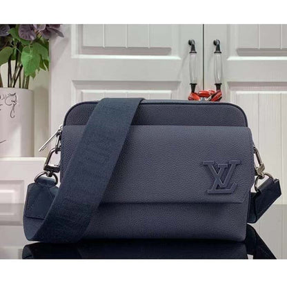 Louis Vuitton Unisex LV Fastline Messenger Navy Blue Cowhide Leather Zipped Closure