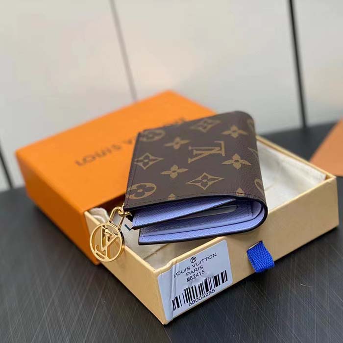 Louis Vuitton Unisex LV Lisa Wallet Iris Purple Monogram Coated Canvas Grained Cowhide Leather