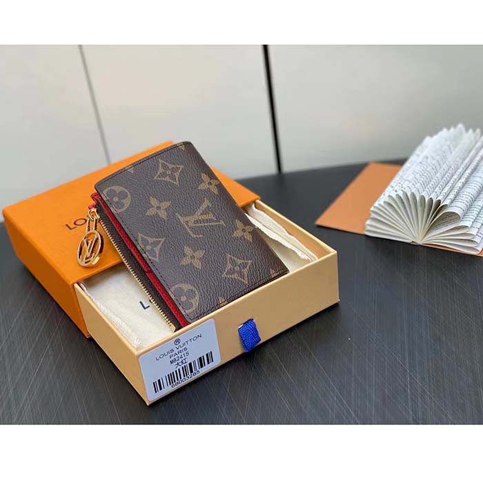 Louis Vuitton Unisex LV Lisa Wallet Tonic Orange Monogram Coated Canvas Grained Cowhide Leather