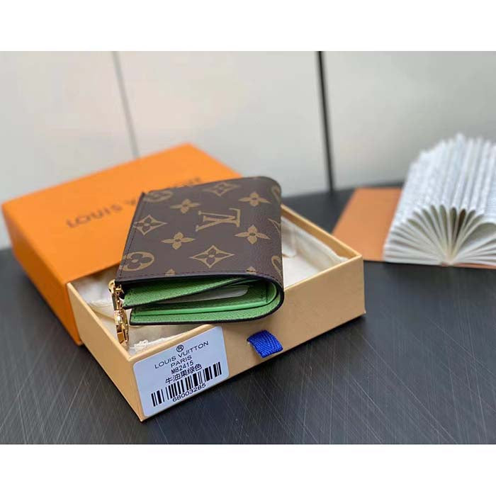 Louis Vuitton Unisex LV Lisa Wallet Vert Noto Green Monogram Coated Canvas Grained Cowhide Leather