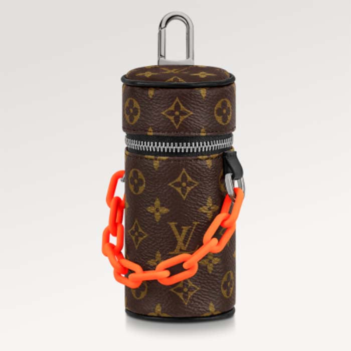 Louis Vuitton Unisex LV Monogram Barrel Pouch Bag Charm Brown Canvas Leather