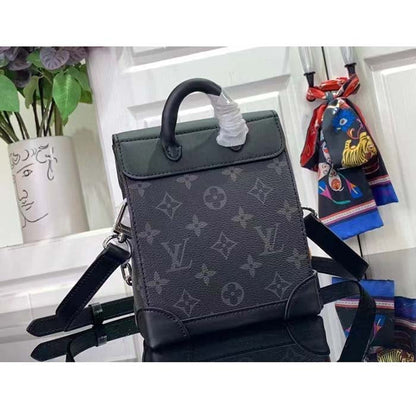 Louis Vuitton Unisex LV Nano Steamer Monogram Eclipse Coated Canvas Cowhide Leather