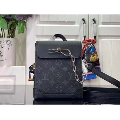 Louis Vuitton Unisex LV Nano Steamer Monogram Eclipse Coated Canvas Cowhide Leather