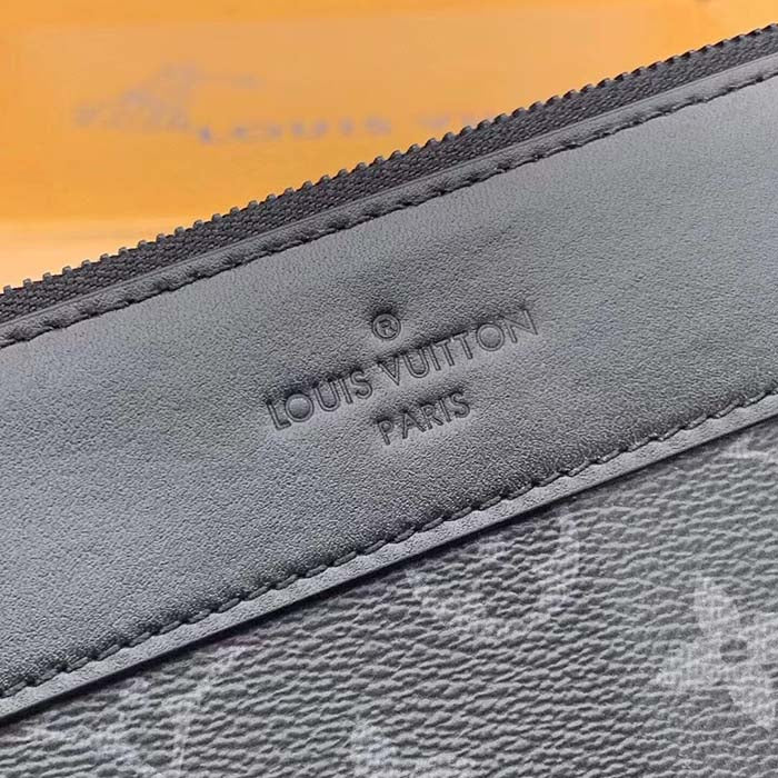 Louis Vuitton Unisex LV Pochette Voyage Souple Monogram Eclipse Coated Canvas Cowhide-Leather