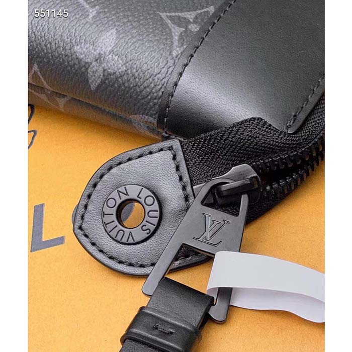 Louis Vuitton Unisex LV Pochette Voyage Souple Monogram Eclipse Coated Canvas Cowhide-Leather