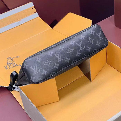 Louis Vuitton Unisex LV Pochette Voyage Souple Monogram Eclipse Coated Canvas Cowhide-Leather