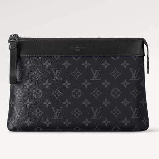 Louis Vuitton Unisex LV Pochette Voyage Souple Monogram Eclipse Coated Canvas Cowhide-Leather