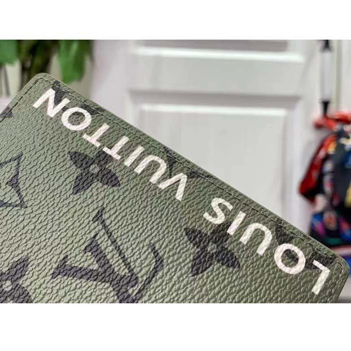 Louis Vuitton Unisex LV Pocket Organizer Khaki Green Vermillion Red Monogram Coated Canvas