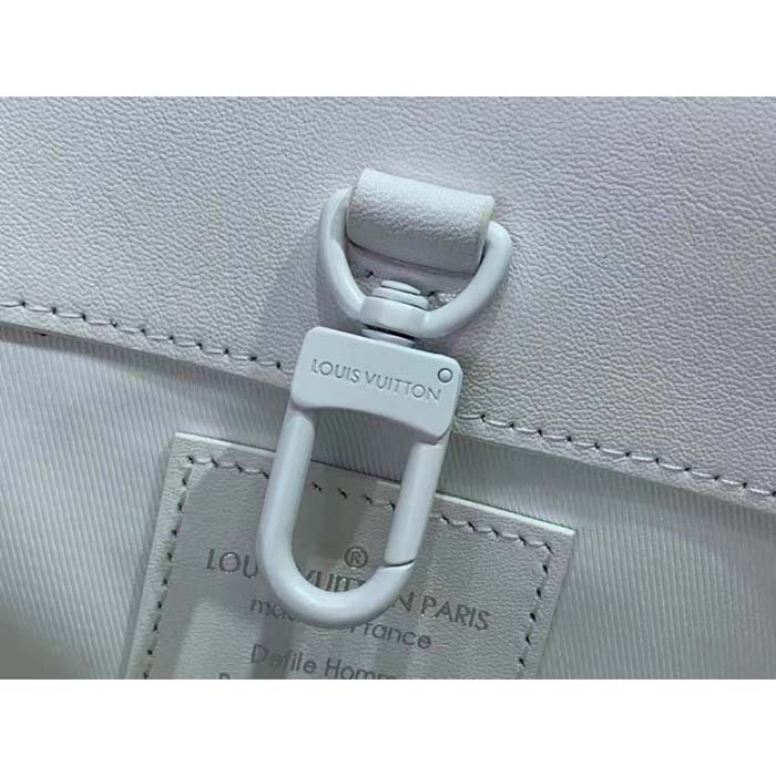 Louis Vuitton Unisex LV Sac Plat Optic White Calf Leather Double Handle