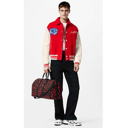 Louis Vuitton Unisex LV x YK Bandoulière Keepall 50 Black Red Taurillon Monogram Cowhide Infinity Dots