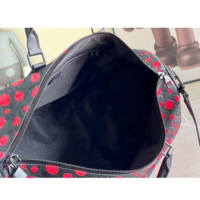 Louis Vuitton Unisex LV x YK Bandoulière Keepall 50 Black Red Taurillon Monogram Cowhide Infinity Dots