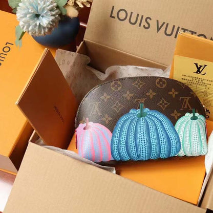 Louis Vuitton Unisex LV x YK Cosmetic Pouch Monogram Coated Canvas Colorful Pumpkin Print