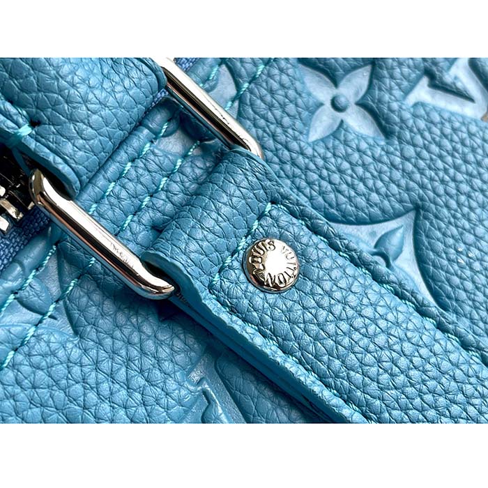 Louis Vuitton Unisex LV x YK Keepall 50 Blue Taurillon Monogram Embossed Cowhide Leather