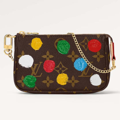 Louis Vuitton Unisex LV x YK Mini Pochette Accessoires Monogram Coated Canvas 3D Painted Dots Print