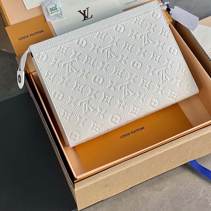 Louis Vuitton Unisex LV x YK Pochette Voyage White Taurillon Monogram Cowhide Psychedelic Flower